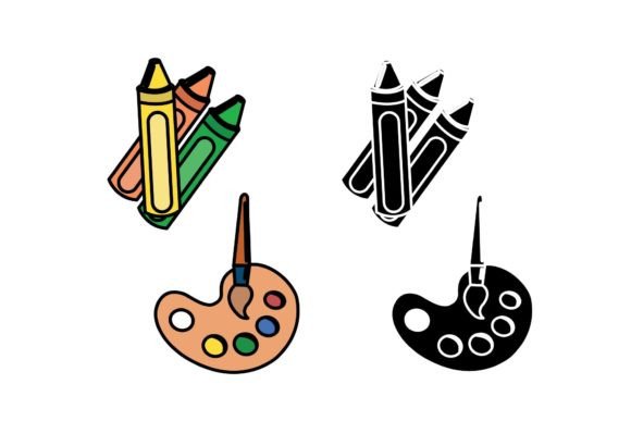 Back to School Crayon and Palette Icon: A Versatile Design Asset for Creative Professionals