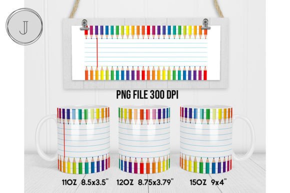 Colored Pencils Mug Back to School Wrap4: A Digital Design for Custom Mugs