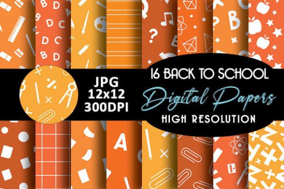 Orange Back to School Digital Papers